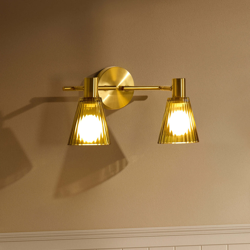 Ella Glass Conical Striped Wall Light - Green - DUSK