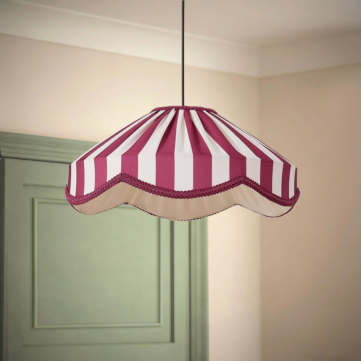 Elliot Linen Scallop Stripe Ceiling Shade - Plum - DUSK