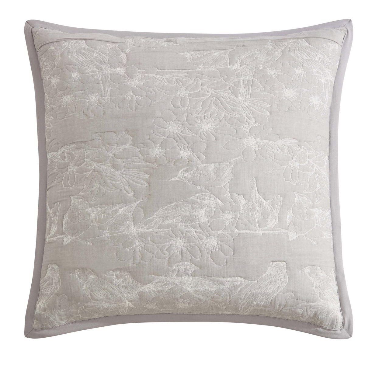 Embroidered Bird Cushion Cover - Cloud Grey - DUSK