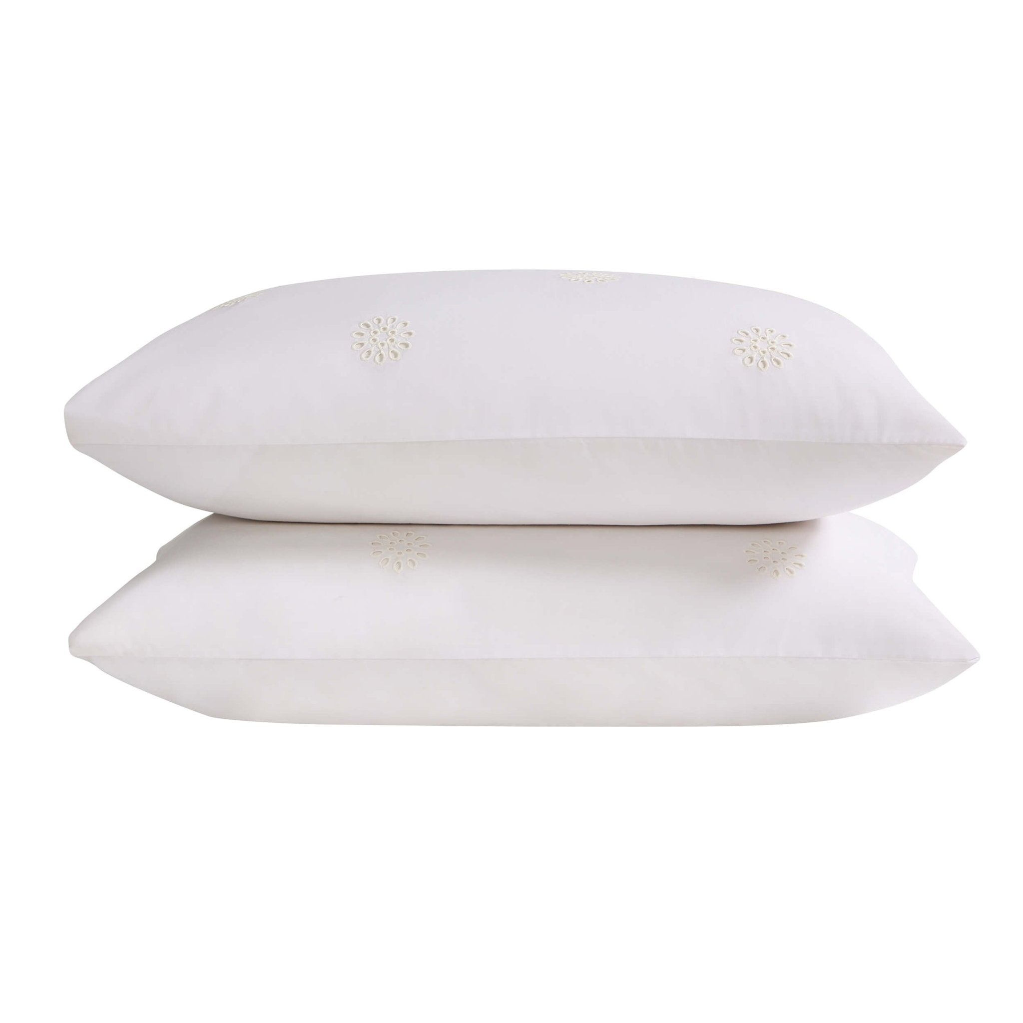 Emily 100% Cotton Broderie Anglaise Duvet Cover & Pillowcase Set - White - DUSK