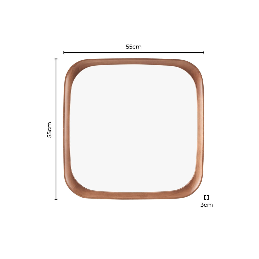 Ernie Retro Square Wood Mirror - Mid Wood - DUSK