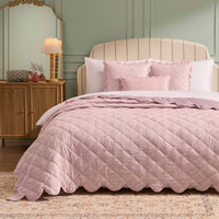 Esme 100% Cotton Printed Scallop Bedspread - Pink - DUSK