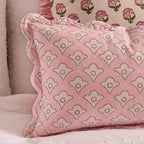 Esme 100% Cotton Printed Scallop Cushion Cover - Pink - DUSK