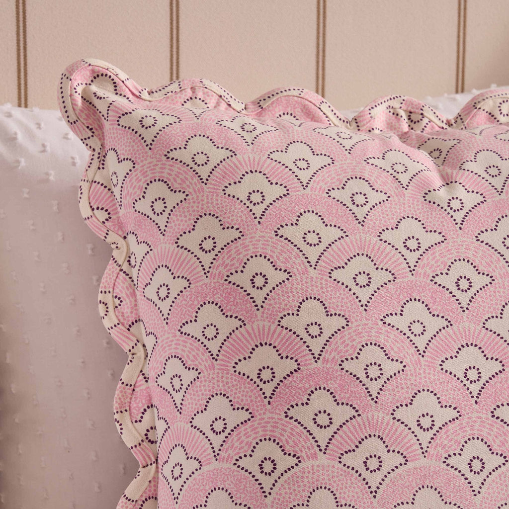Esme 100% Cotton Printed Scallop Cushion Cover - Pink - DUSK