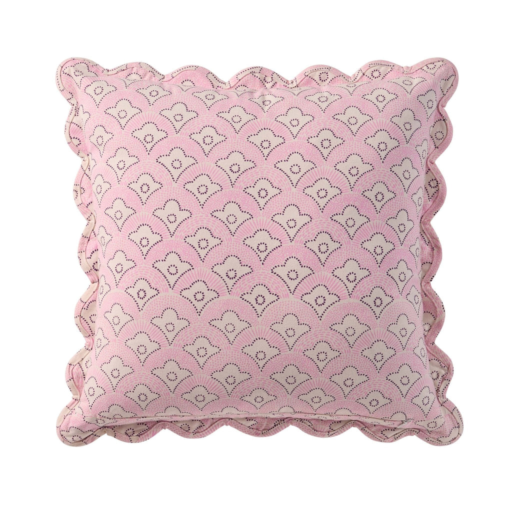 Esme 100% Cotton Printed Scallop Cushion Cover - Pink - DUSK