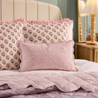 Esme 100% Cotton Printed Scallop Cushion Cover - Pink - DUSK