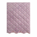 Esme 100% Cotton Printed Scallop Reversible Bedspread - Pink - DUSK