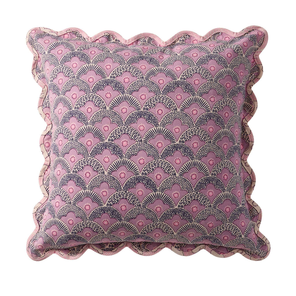 Esme 100% Cotton Printed Scallop Reversible Cushion Cover - Pink - DUSK