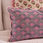 Esme 100% Cotton Printed Scallop Reversible Cushion Cover - Pink - DUSK