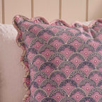 Esme 100% Cotton Printed Scallop Reversible Cushion Cover - Pink - DUSK