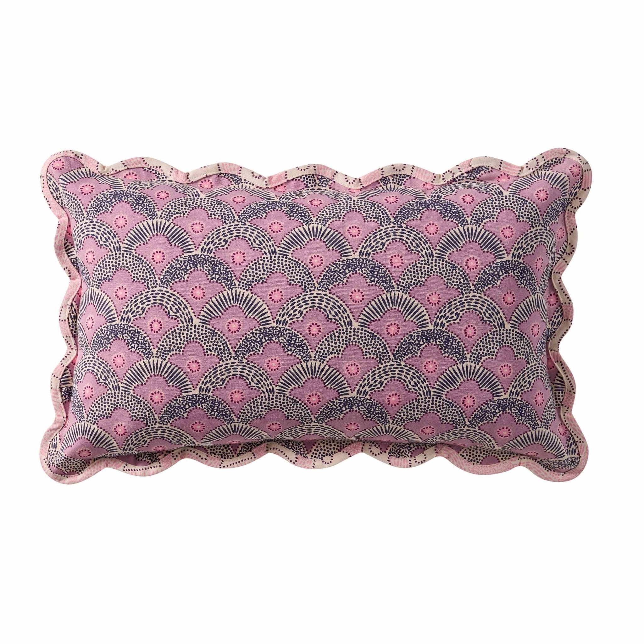 Esme 100% Cotton Printed Scallop Reversible Cushion Cover - Pink - DUSK