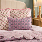 Esme 100% Cotton Printed Scallop Reversible Cushion Cover - Pink - DUSK
