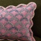 Esme 100% Cotton Printed Scallop Reversible Sofa Cushion Cover - Pink - DUSK