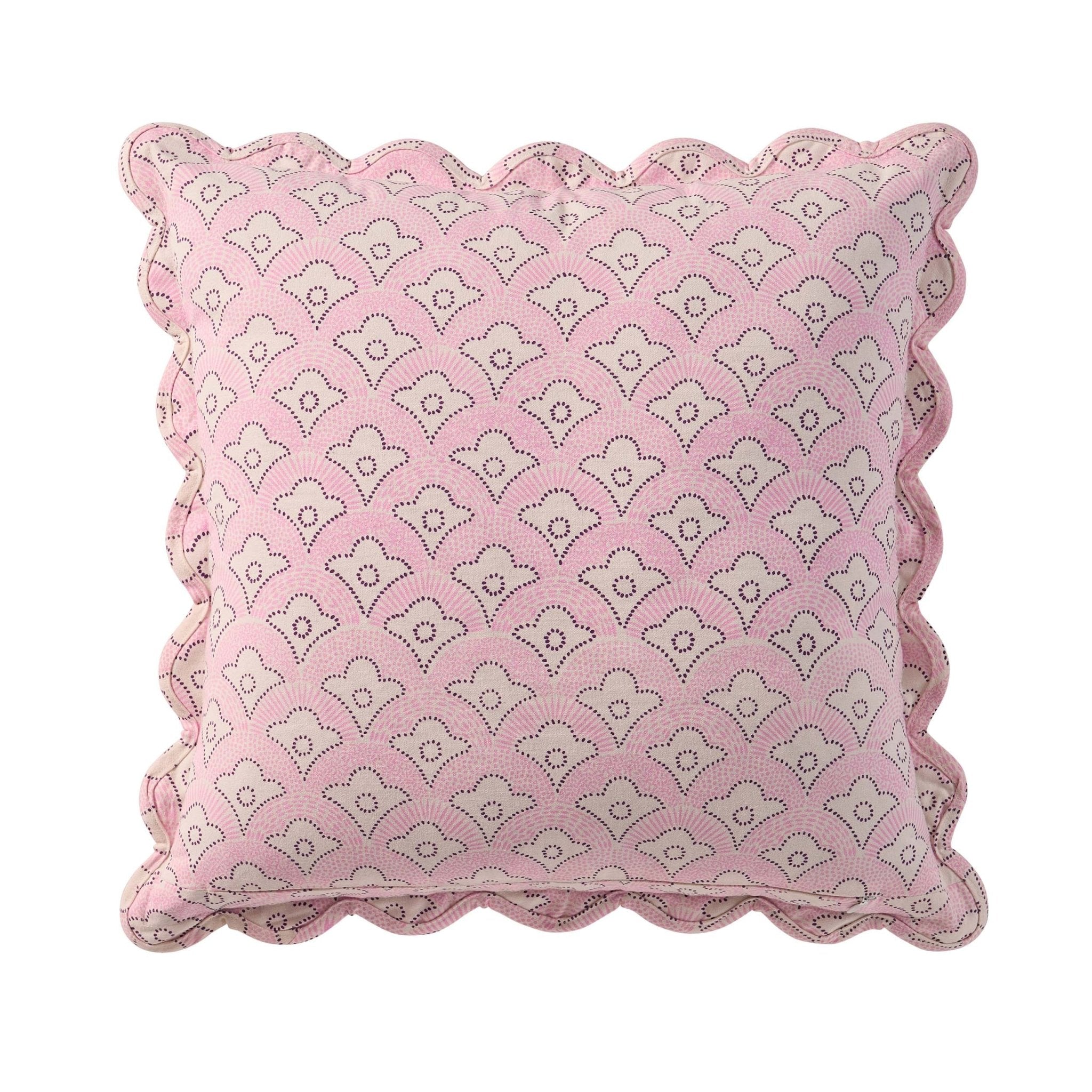 Esme 100% Cotton Printed Scallop Sofa Cushion Cover - Pink - DUSK