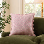 Esme 100% Cotton Printed Scallop Sofa Cushion Cover - Pink - DUSK