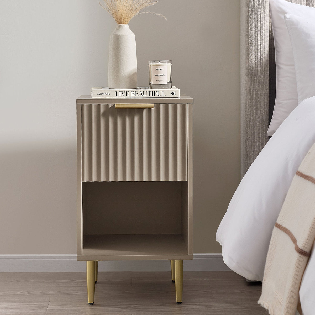 Evie 1 Drawer Nightstand - Taupe - DUSK