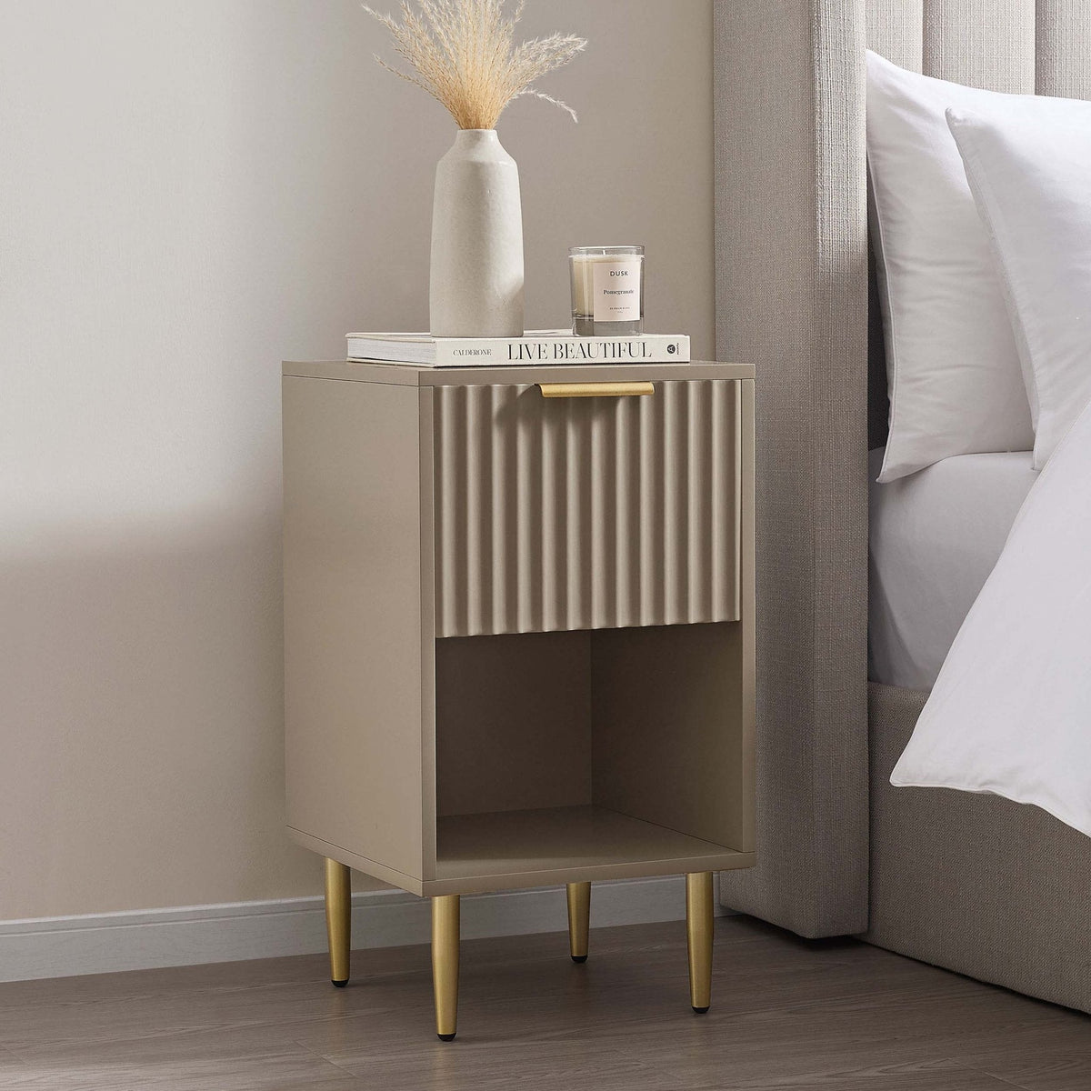 Evie 1 Drawer Nightstand - Taupe - DUSK