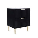 Evie 2 Drawer Bedside Table - Black - DUSK