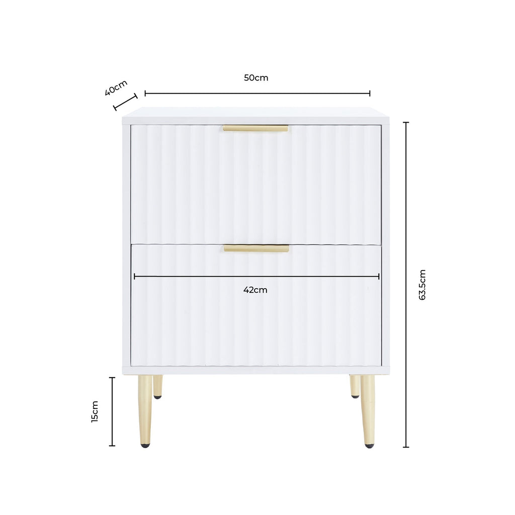 Evie 2 Drawer Bedside Table - Taupe - DUSK