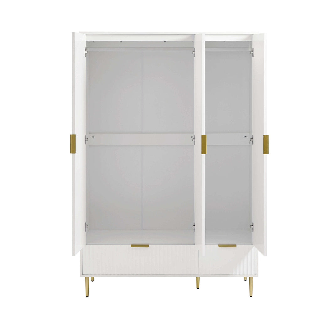 Evie 3 Door Wardrobe with Drawers - Warm White - DUSK