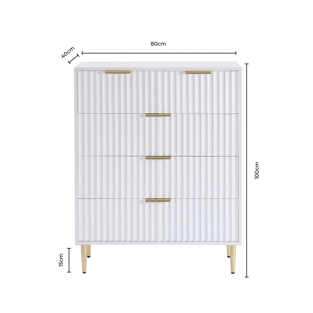 Evie 5 Drawer Chest - White/Wood Effect - DUSK