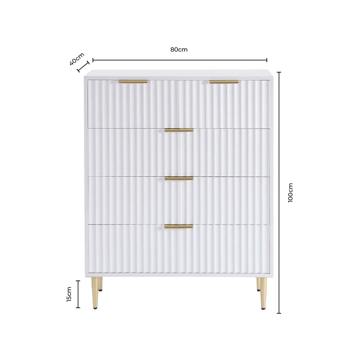 Evie 5 Drawer Chest - White/Wood Effect - DUSK