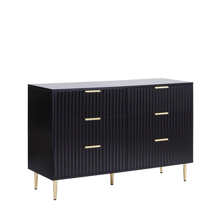 Evie 6 Drawer Chest - Black - DUSK