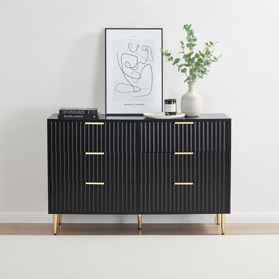 Evie 6 Drawer Chest - Black - DUSK