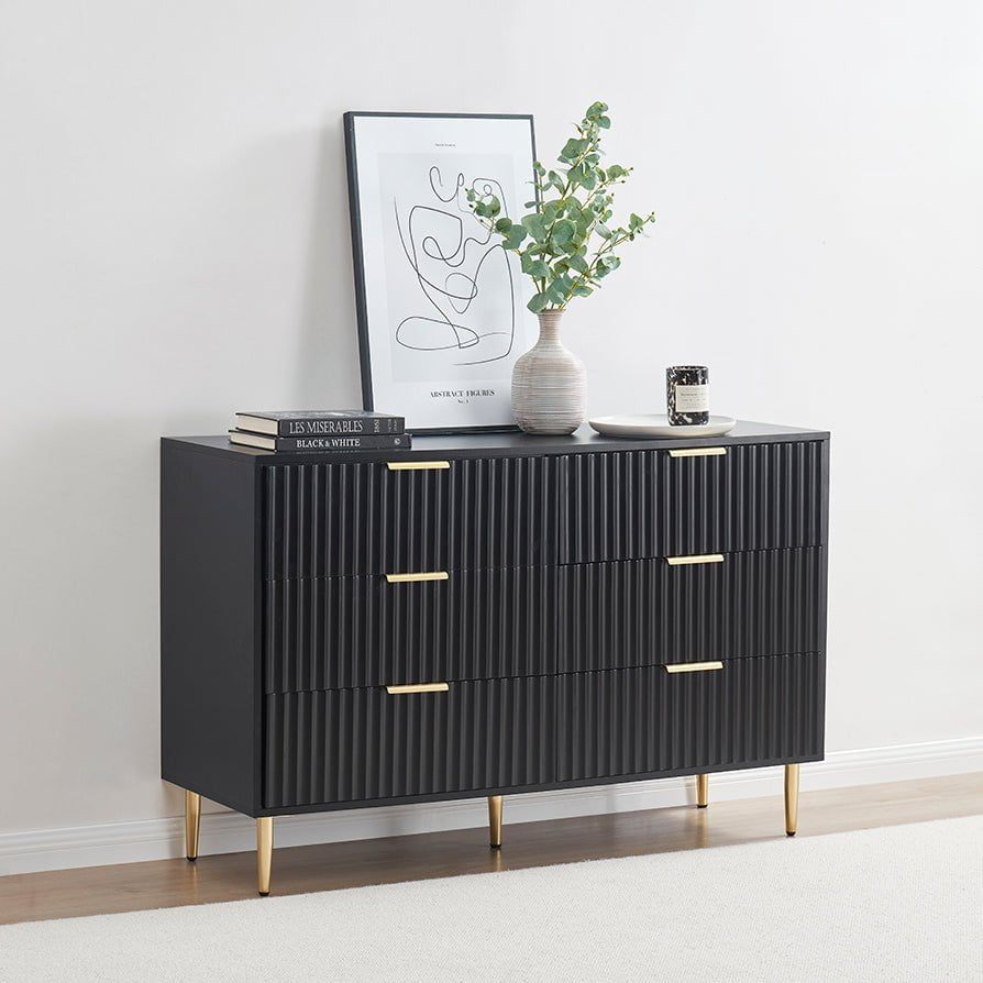 Evie 6 Drawer Chest - Black - DUSK