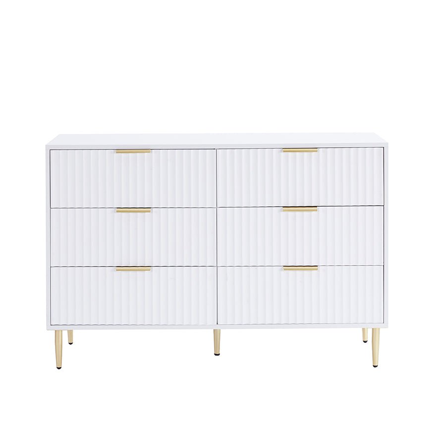 Evie 6 Drawer Chest - Warm White - DUSK