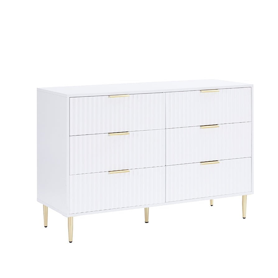 Evie 6 Drawer Chest - Warm White - DUSK