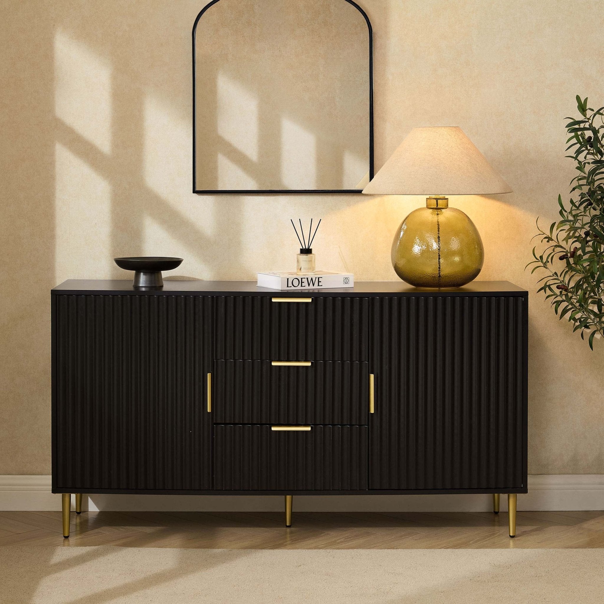 Evie Sideboard with Drawers - Black - DUSK