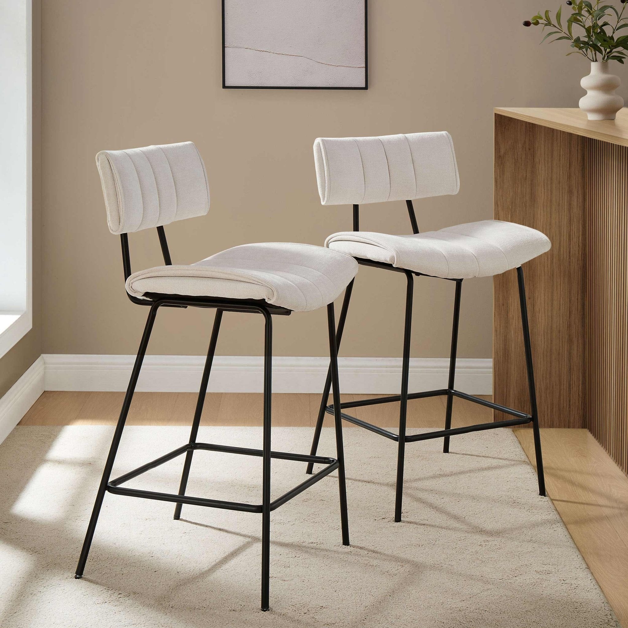Fearne Set of 2 Barstools - Ivory Chenille - DUSK