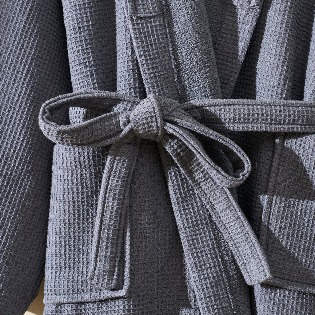 Fiji Waffle Cotton Robe - Charcoal - DUSK