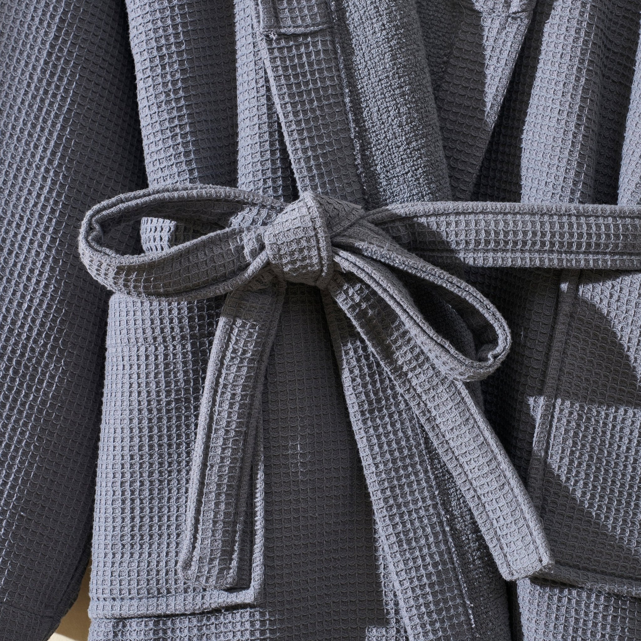 Fiji Waffle Cotton Robe - Charcoal - DUSK