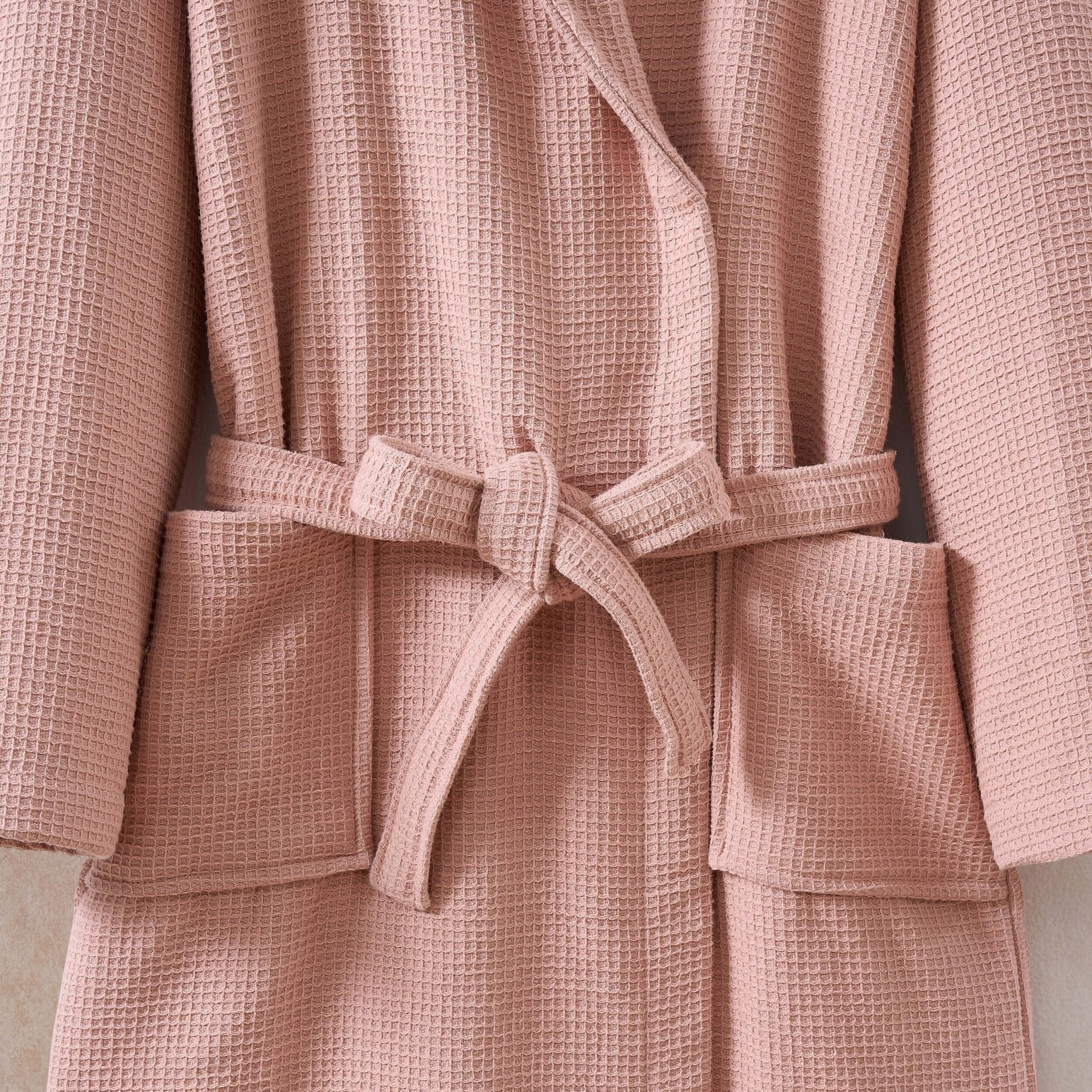 Fiji Waffle Cotton Robe - Pink - DUSK