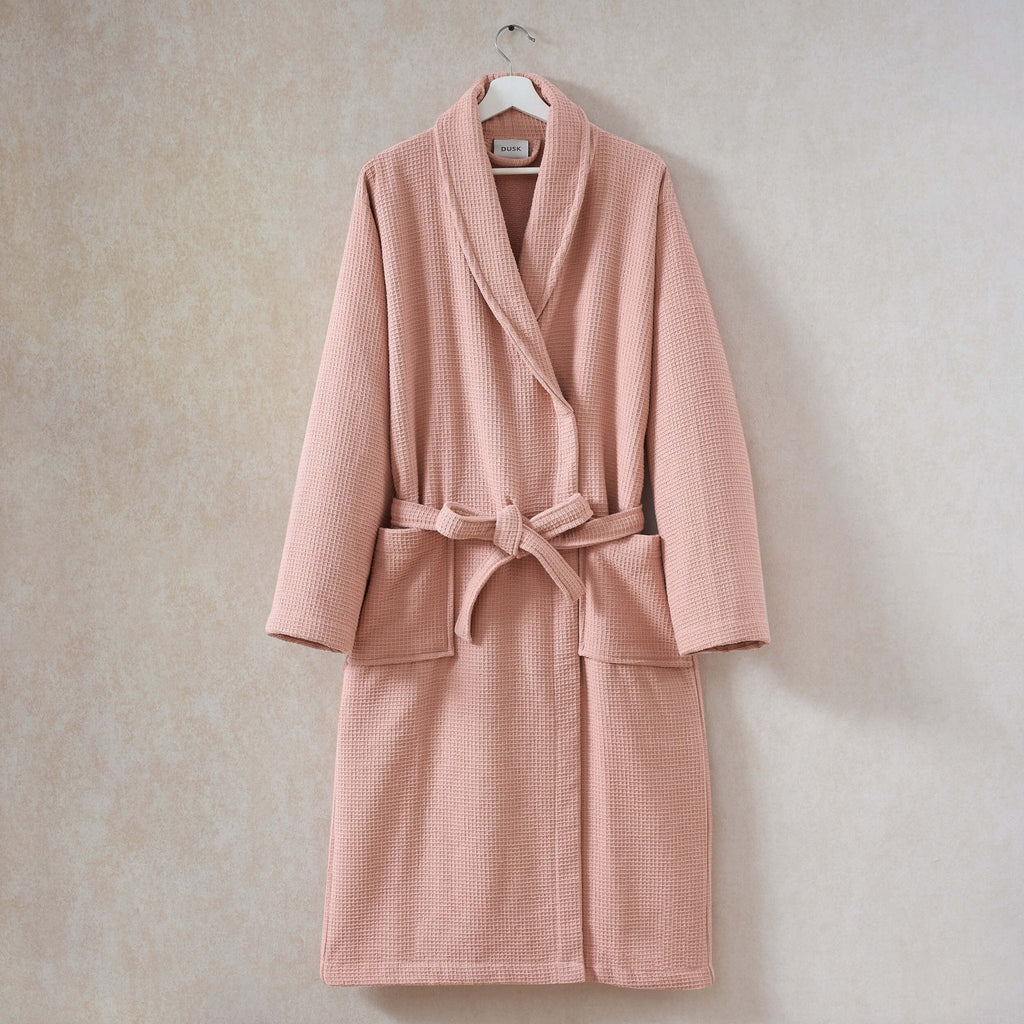 Fiji Waffle Cotton Robe - Pink - DUSK