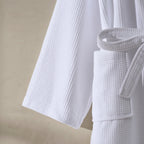 Fiji Waffle Cotton Robe - White - DUSK