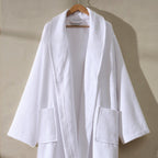 Fiji Waffle Cotton Robe - White - DUSK