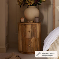 Finley Mango Wood 2 Drawer Bedside Table - Natural - DUSK