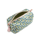 Fiona Cotton Printed Makeup Bag - Blue/ Pink - DUSK