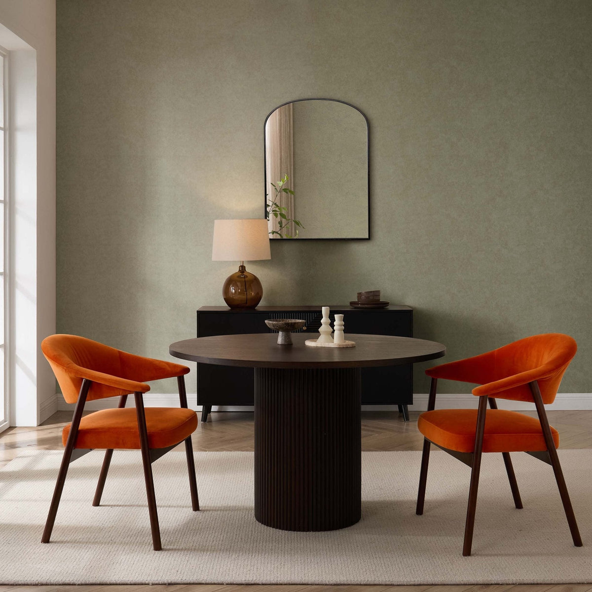 Frankie Dining Chair - Orange/Walnut - DUSK