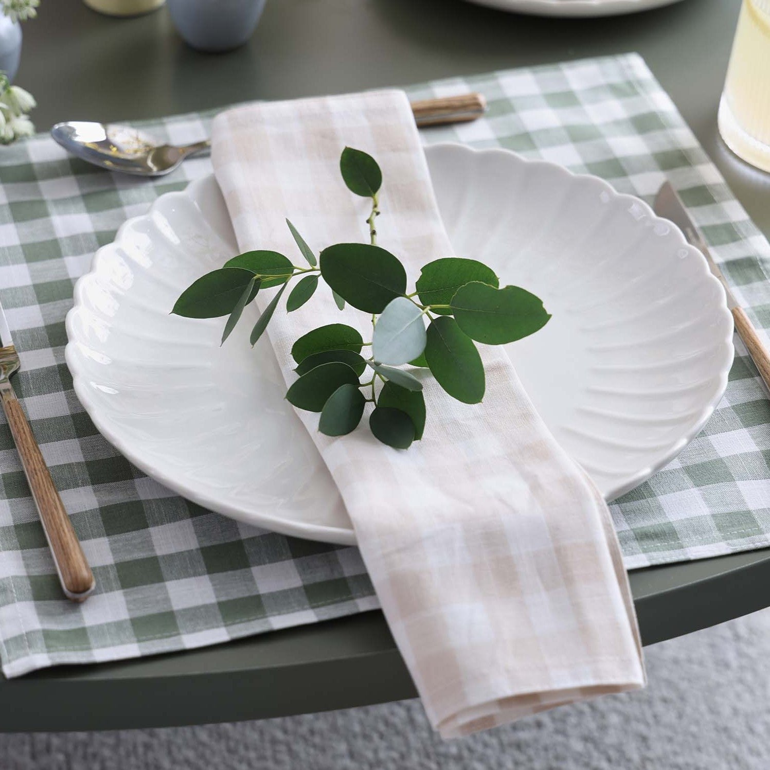 Gabriella Set of 4 Gingham Placemats - Green - DUSK