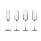 Gatsby Set of 4 Ripple Glass Champagne Flutes - Smoked - DUSK