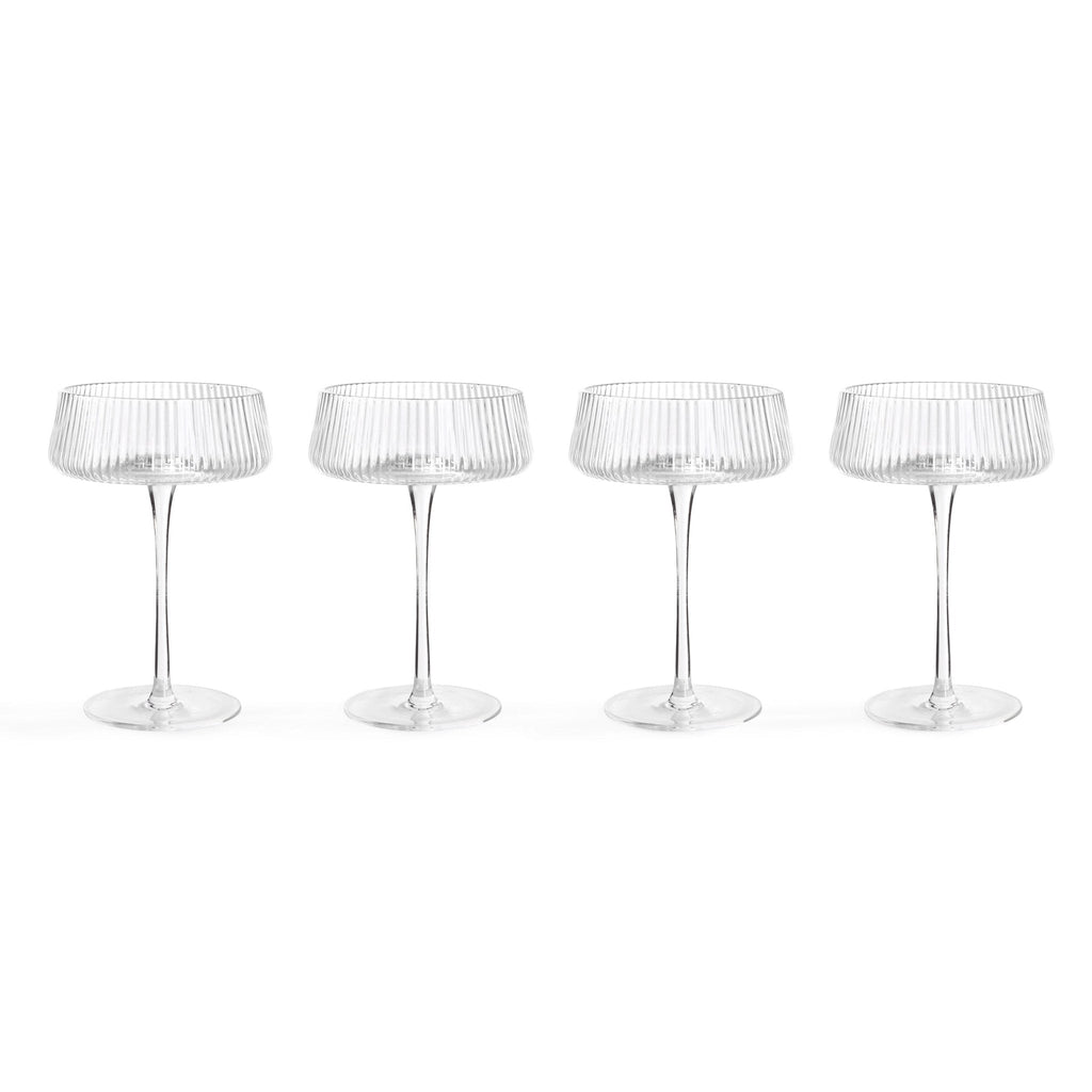 Gatsby Set of 4 Ripple Glass Coupes - Clear - DUSK