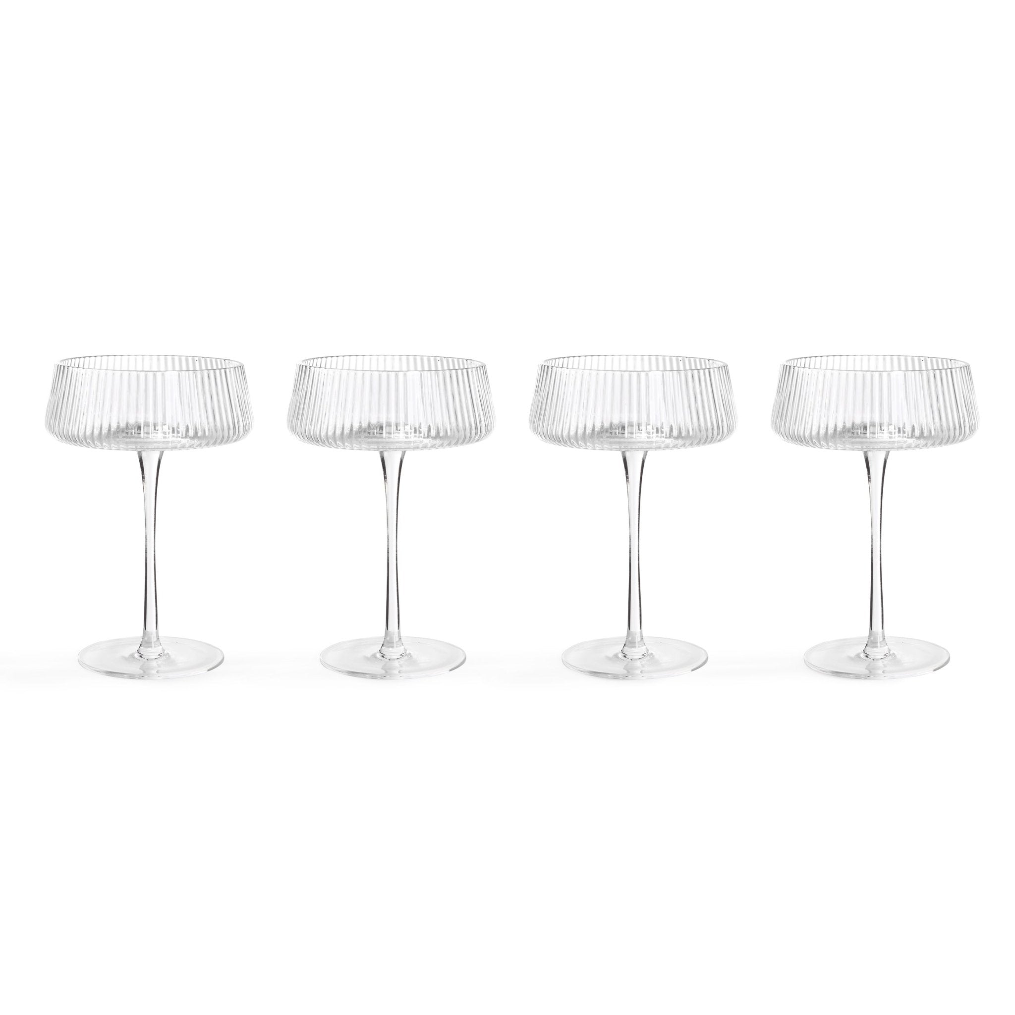 Gatsby Set of 4 Ripple Glass Coupes - Clear - DUSK