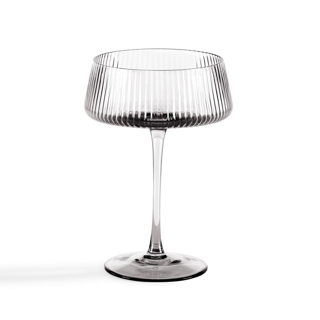 Gatsby Set of 4 Ripple Glass Coupes - Smoked - DUSK