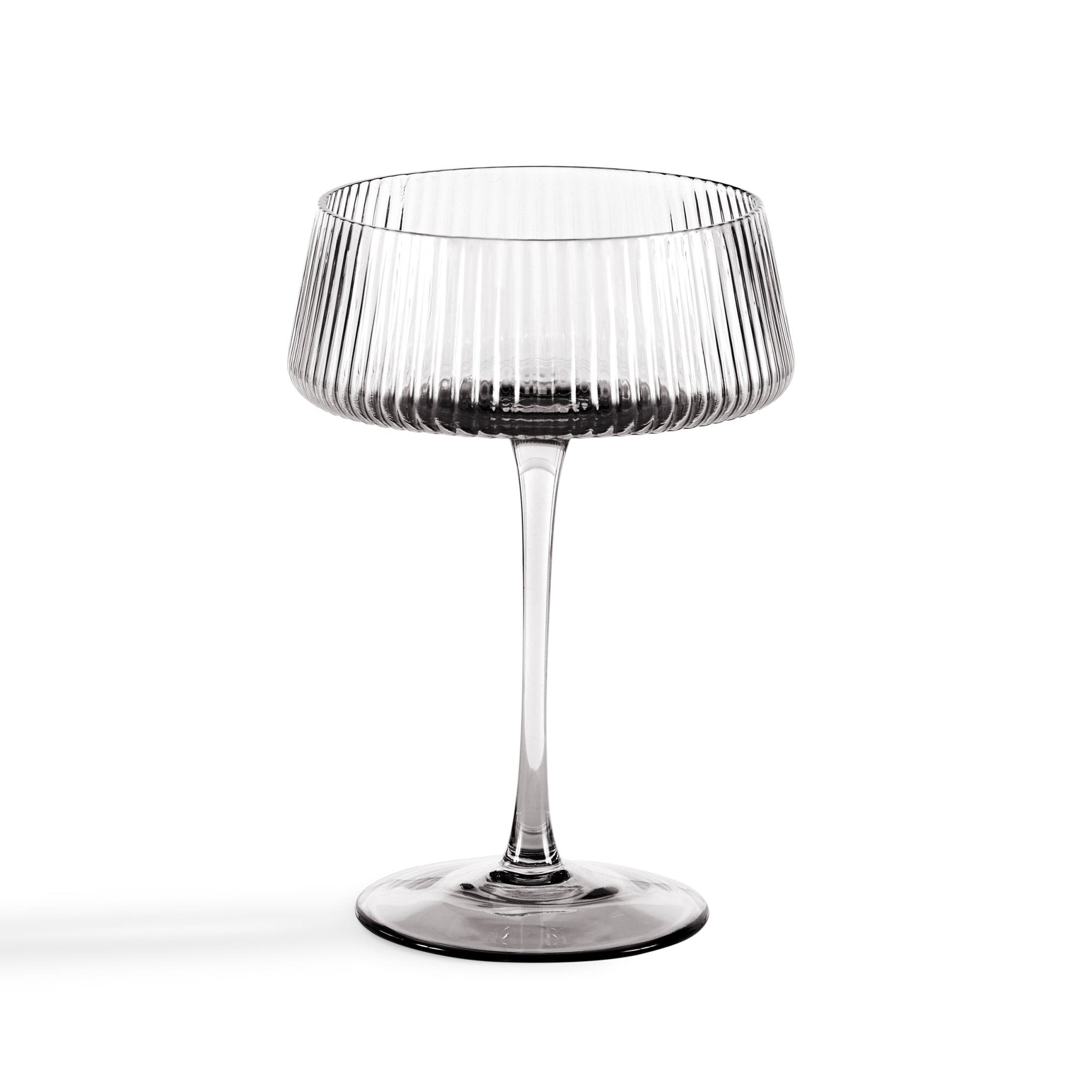 Gatsby Set of 4 Ripple Glass Coupes - Smoked - DUSK
