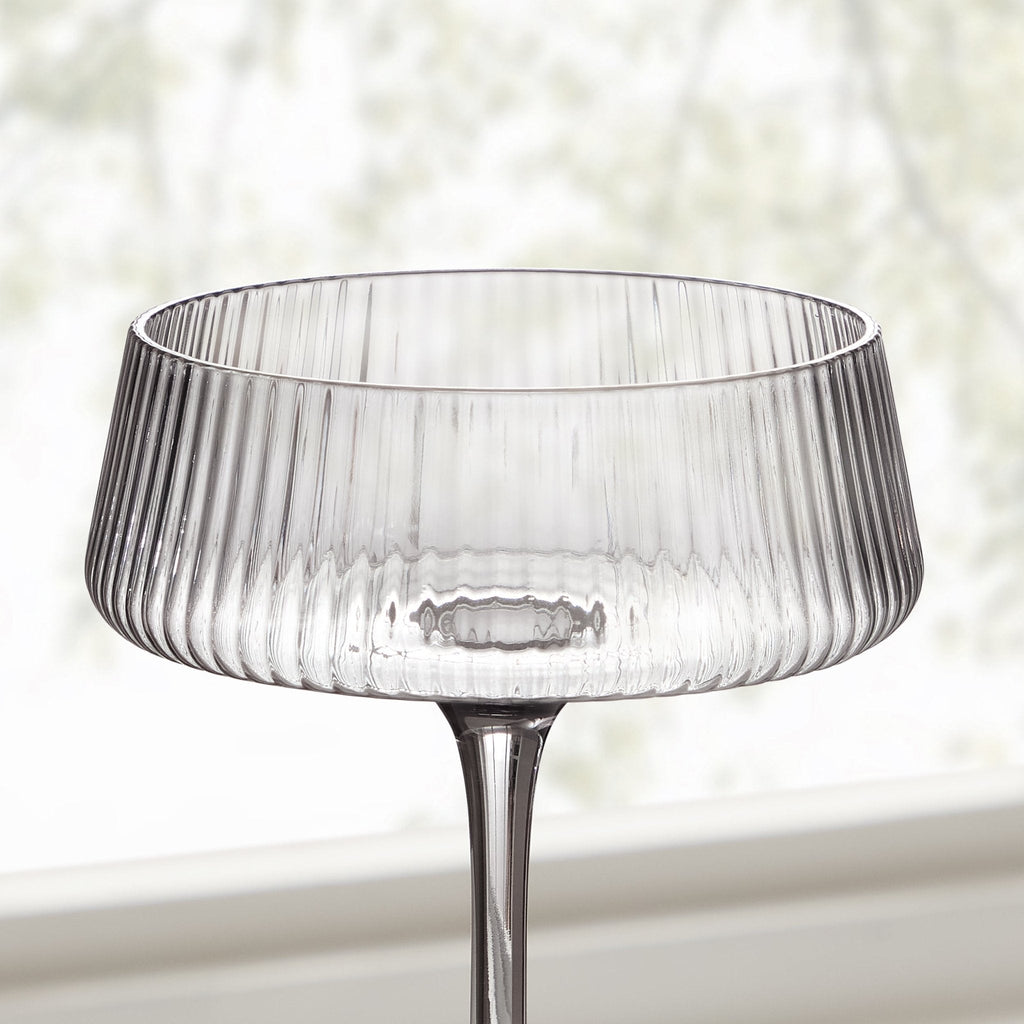 Gatsby Set of 4 Ripple Glass Coupes - Smoked - DUSK