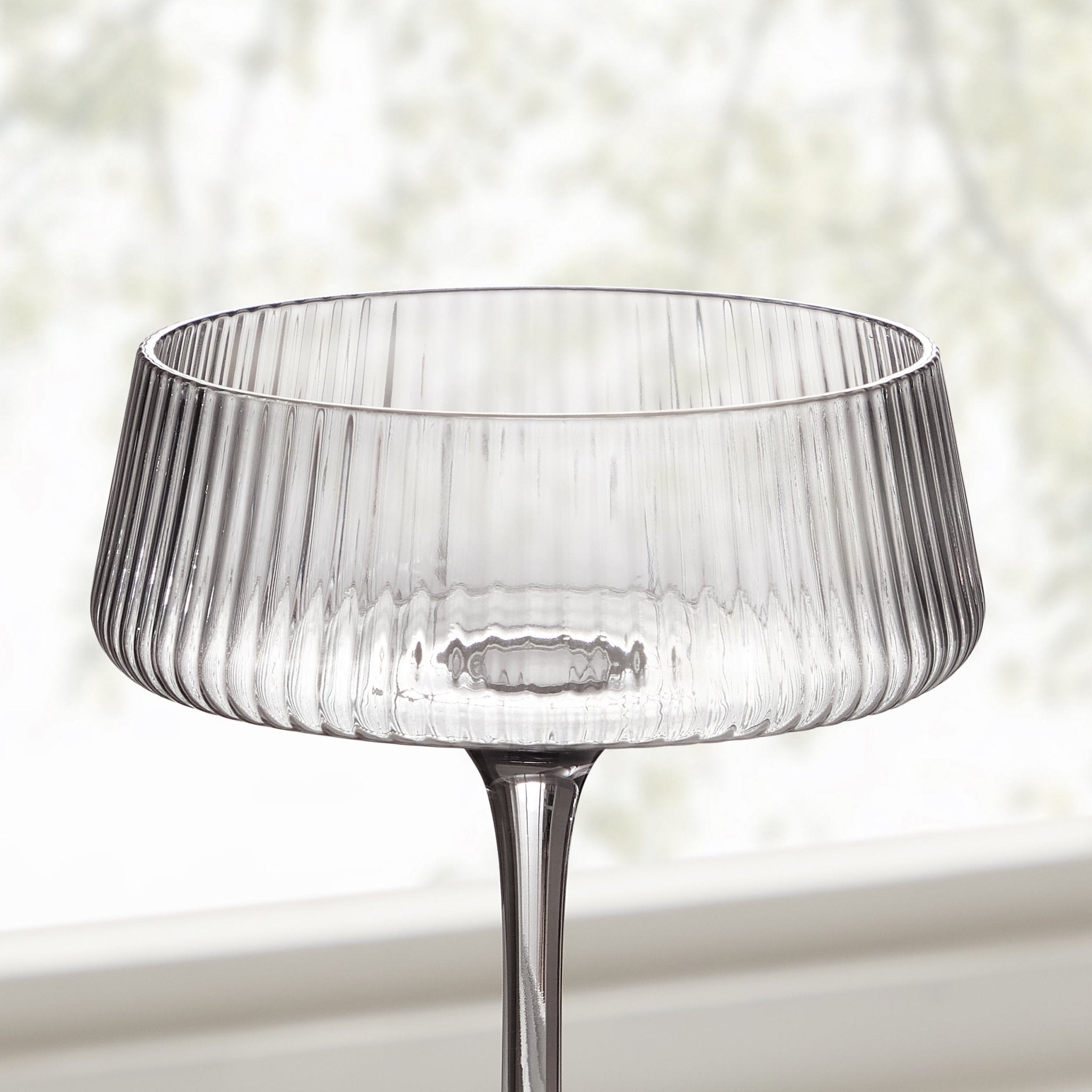 Gatsby Set of 4 Ripple Glass Coupes - Smoked - DUSK